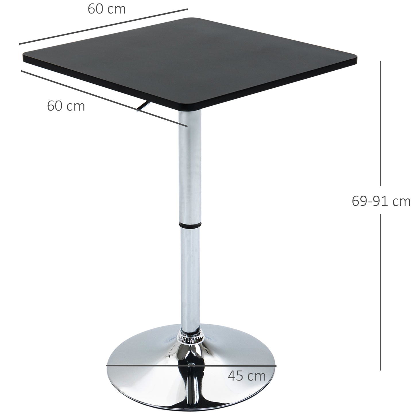 Modern Height Adjustable Counter Bar Table with 360° Swivel Tabletop and Electroplating Metal Base, Pub Desk for Living Room