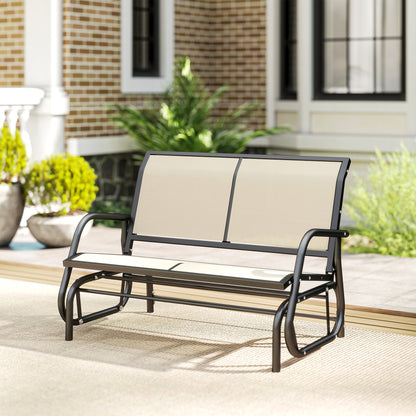2-Person Outdoor Glider Bench Patio Double Swing Gliding Chair Loveseat w/Power Coated Steel Frame for Garden Patio Porch