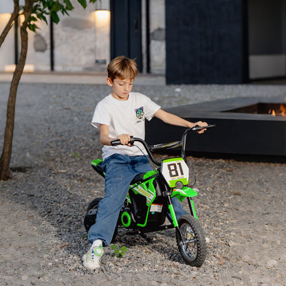 Kids Electric Motorbike, 24V Ride On Motorcycle with 3 Speeds and Rear Suspension, Dirt Bike for 8-12 Years Old, Green