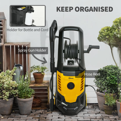 2200W High Pressure Washer, 170 Bar Pressure Washer with Adjustable Nozzle and 6M Hose, 33 x 31.5 x 80.5 cm, Yellow
