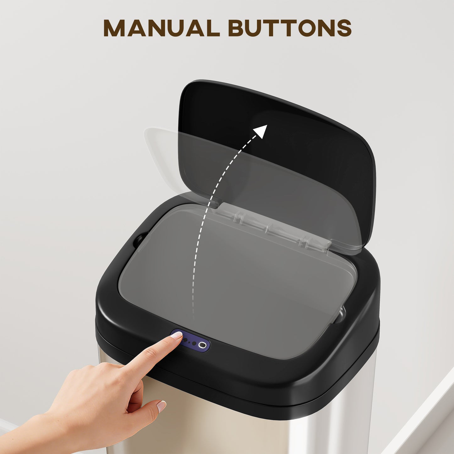 50L Stainless Steel Sensor Bin - Silver Tone