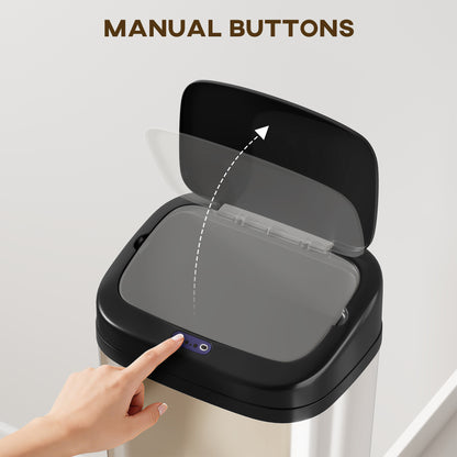 50L Stainless Steel Sensor Bin - Silver Tone