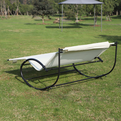 Double Sun Lounger, Rocking Lounger Sunbed Daybed with Armrest and Headrest Pillow, for Two, For Outdoor Patio Garden