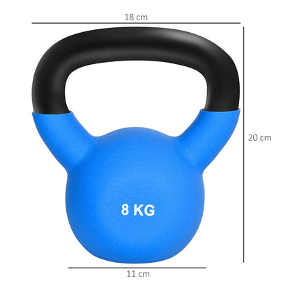 Kettlebell, 8kg Kettle Bell with Non-Slip Handle for Home Gym Weight Lifting and Strength Training, Blue