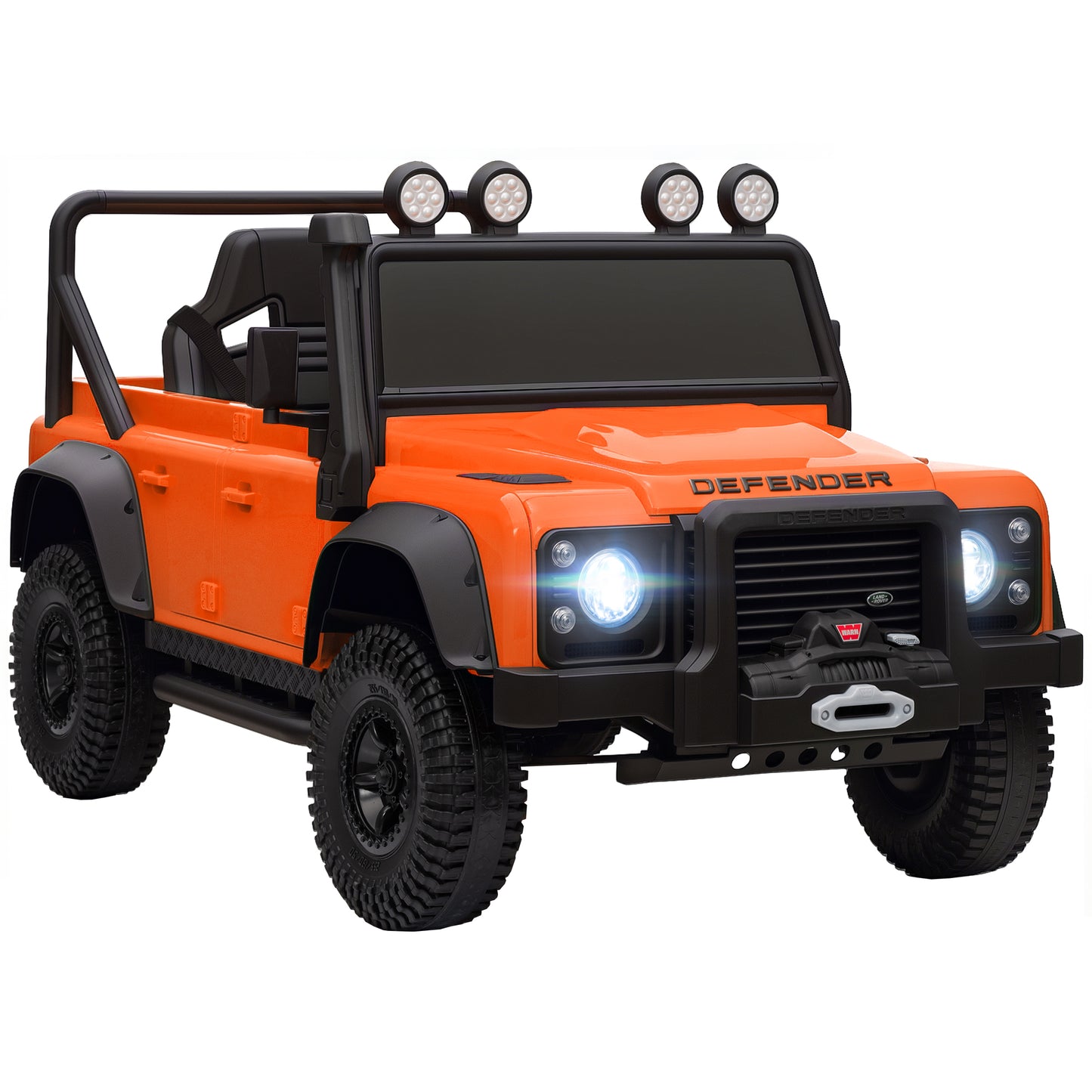 Kids Ride On Car with Remote Control, Music, Horn, 4 Spring Suspension Wheels, LED Lights for 3-5 Years Old, Orange