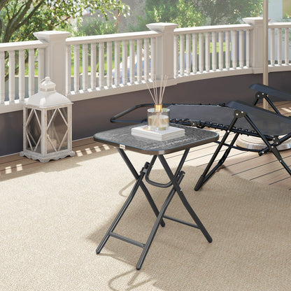 Foldable Garden Table Square Folding Table for Patio Garden 45 x 45 x 50Hcm Black