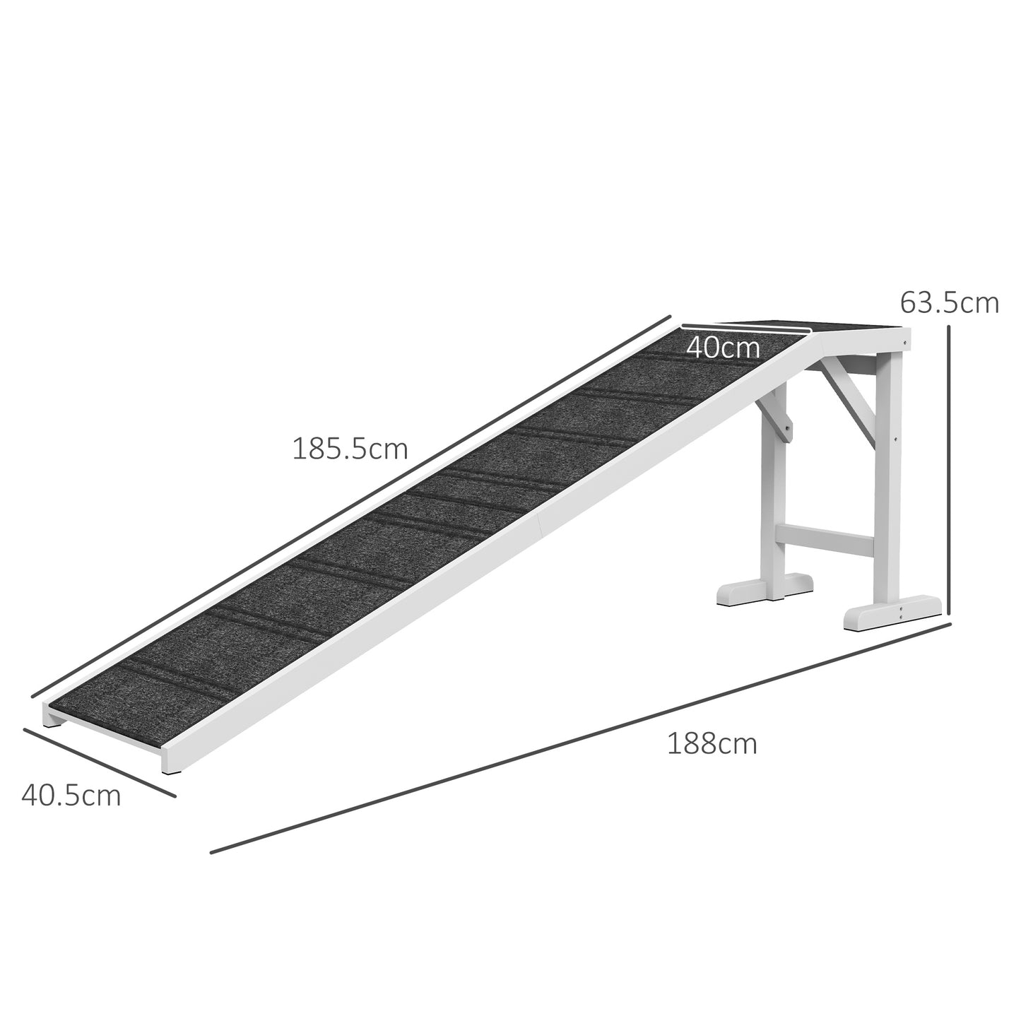 Pet Ramp for Dogs with Non-Slip Carpet and Top Platform - White & Grey