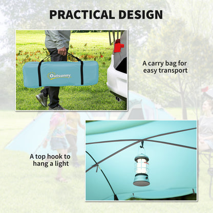 4-6 Man Family Camping Tent w/ 2 Bedrooms and a Living Room, Waterproof Tunnel Tent w/ Sewn In Groundsheet, Doors, Windows
