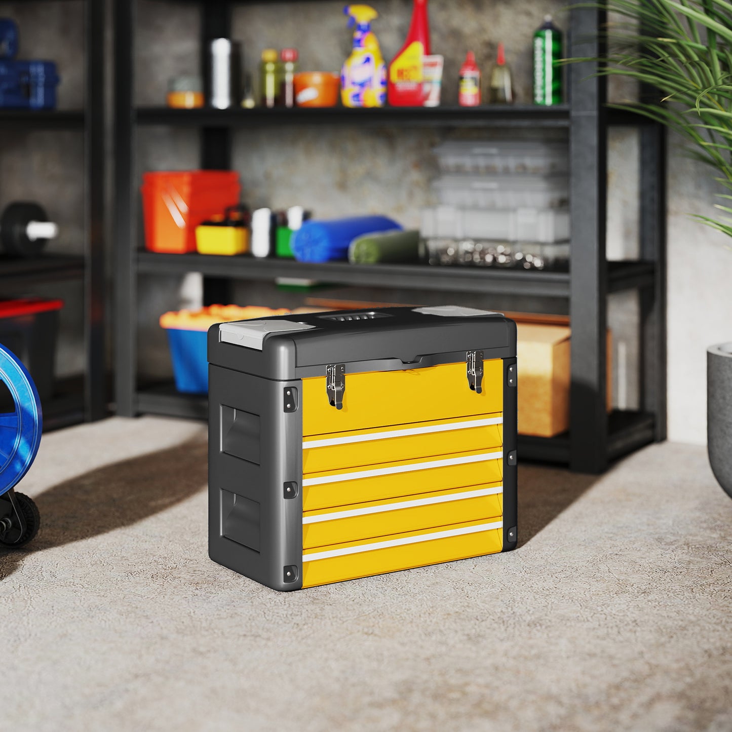 4 Drawers Large Toolbox - Yellow