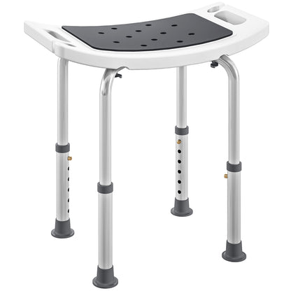 Shower Chair, Adjustable Height Shower Stool with Aluminium Frame and Non-Slip Feet
