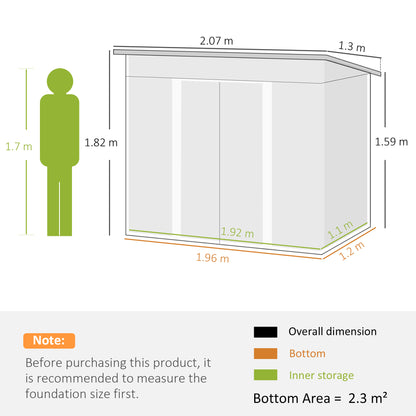 7 x 4ft Outdoor Garden Metal Storage Shed, Tool Storage Box for Backyard, Patio and Lawn, Light Green