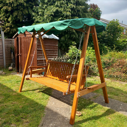 3-Seater Pinewood Swing Chair-Green