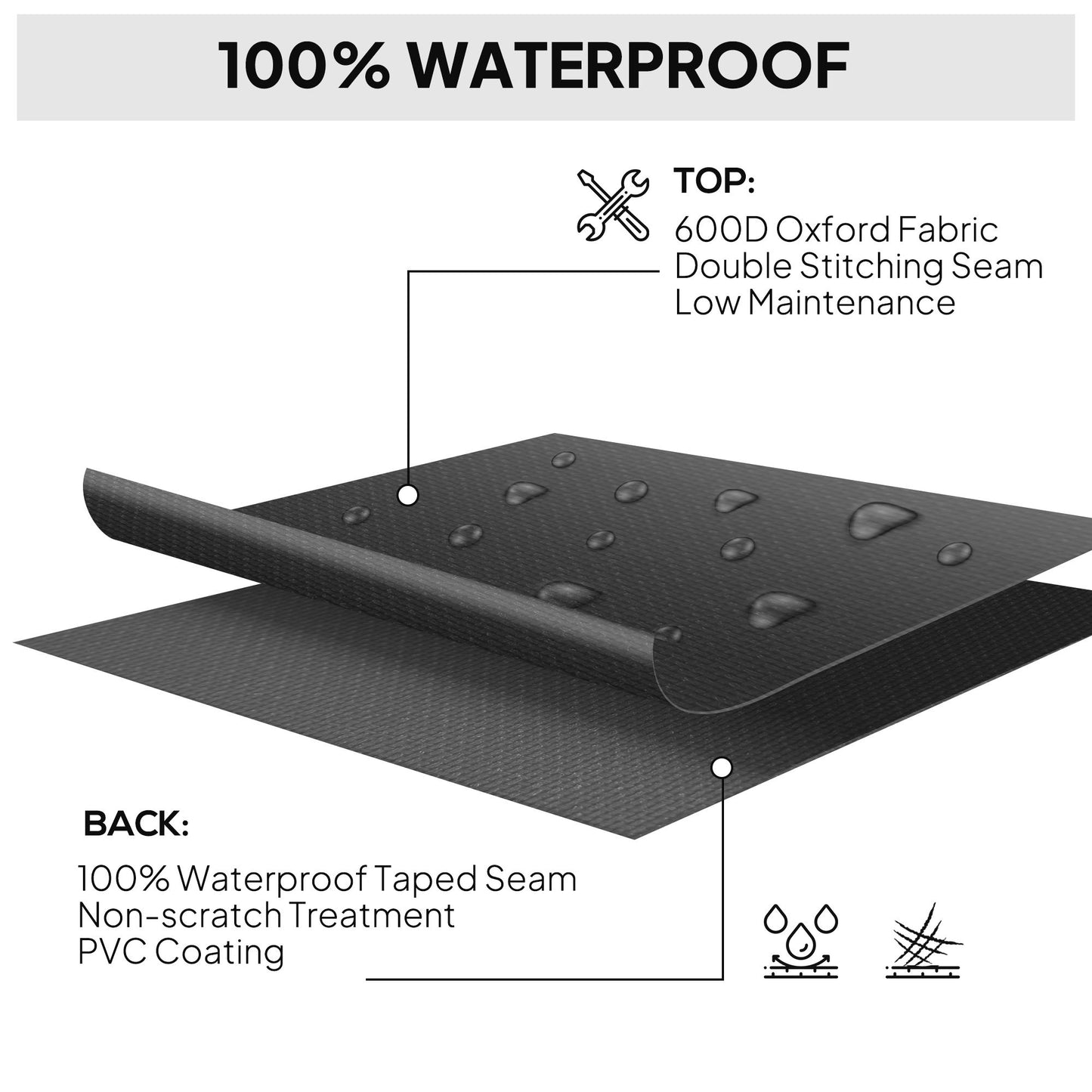 600D Oxford Outdoor Garden Furniture Sofa Set Cover, Waterproof Anti-UV Rattan Sun Lounger Protection Protector Cover