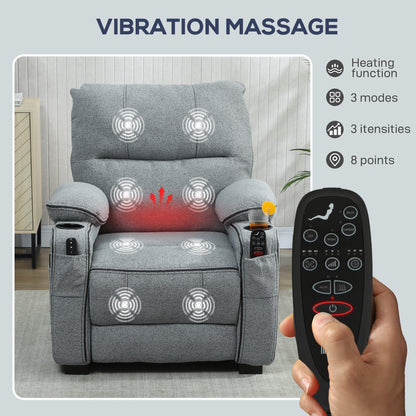 Electric Massage Recliner Armchair with Vibration, Heat, Whisper-Quiet Motor, Memory Function