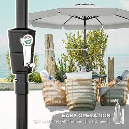 3 m Garden Parasol with Tilt Mechanism & Crank Handle, UPF 30+ Patio Umbrella Outdoor Table Umbrella, Light Grey