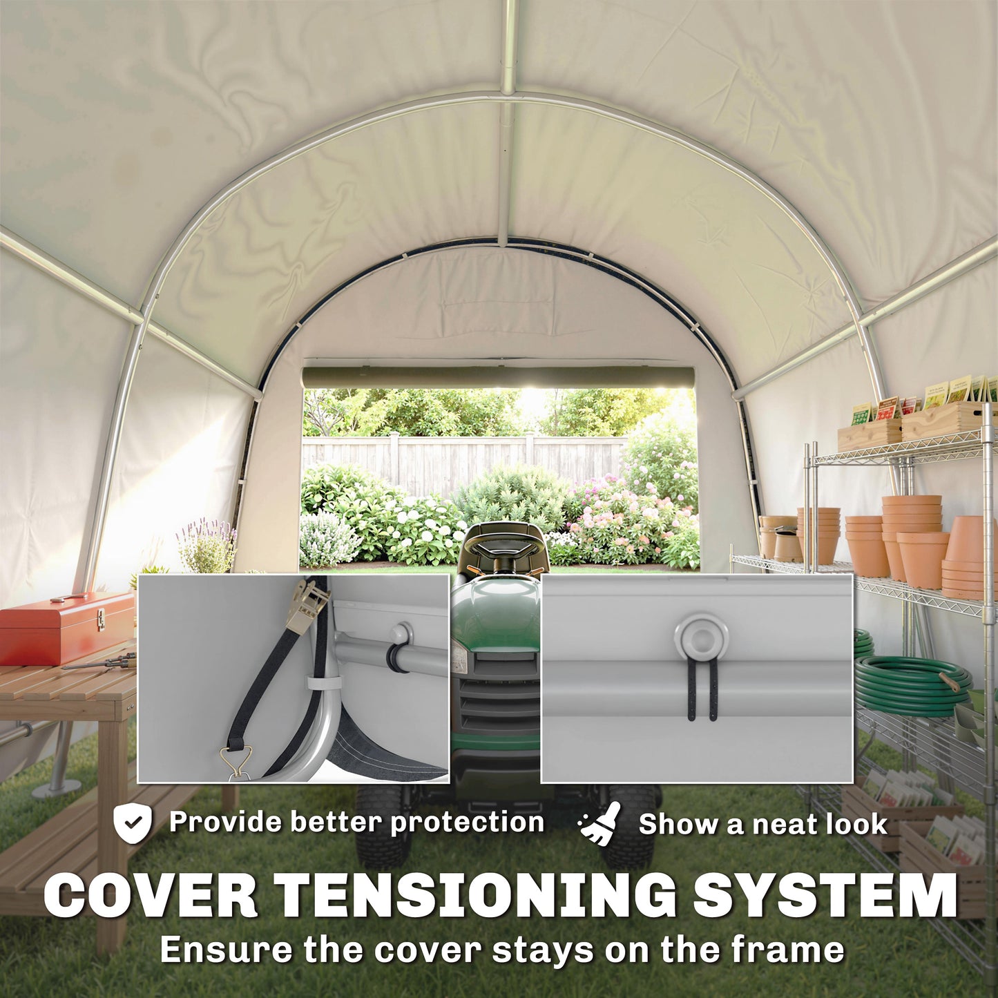 3 x 3(m) Garden Storage Tent, Heavy Duty Outdoor Shed with 2 Doors