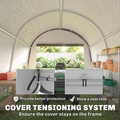 3 x 3(m) Garden Storage Tent, Heavy Duty Outdoor Shed with 2 Doors