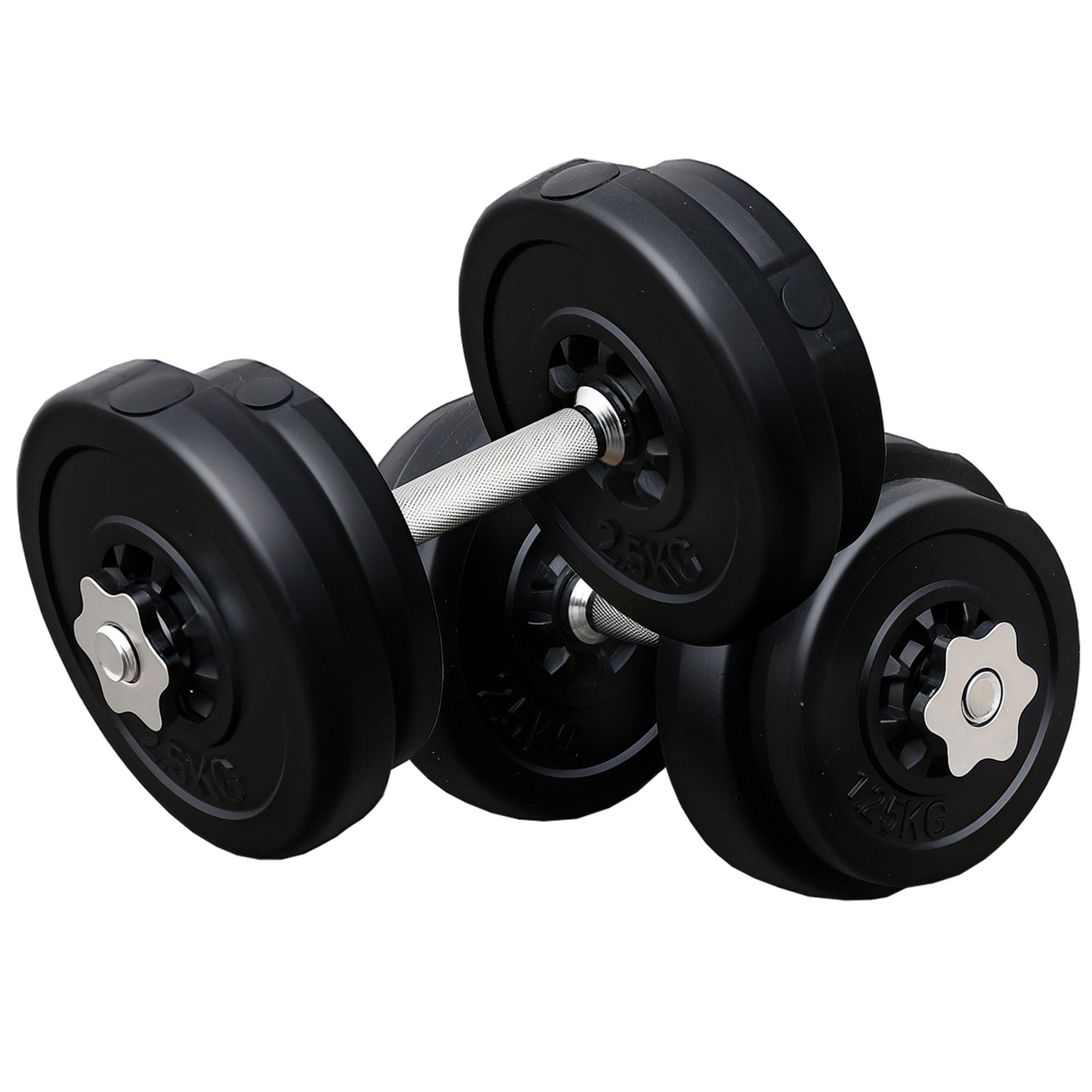 Dumbbell and Barbell Set with 65kg Adjustable Barbell Weights Set, for Home Gym - Black