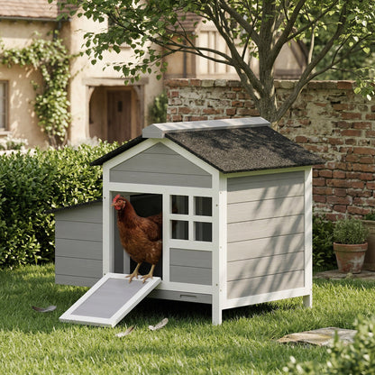 Wooden Chicken Coop with Pull-Out Tray Nesting Box for 1-2 Chickens