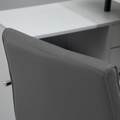PU Leather Home Office Desk Chair, Computer Chair with Mid Back, Arm, Swivel Wheels, Adjustable Height, Grey