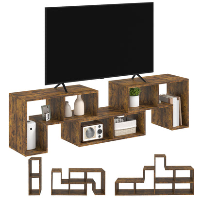 Three-Block Modular TV Stand - Rustic Brown