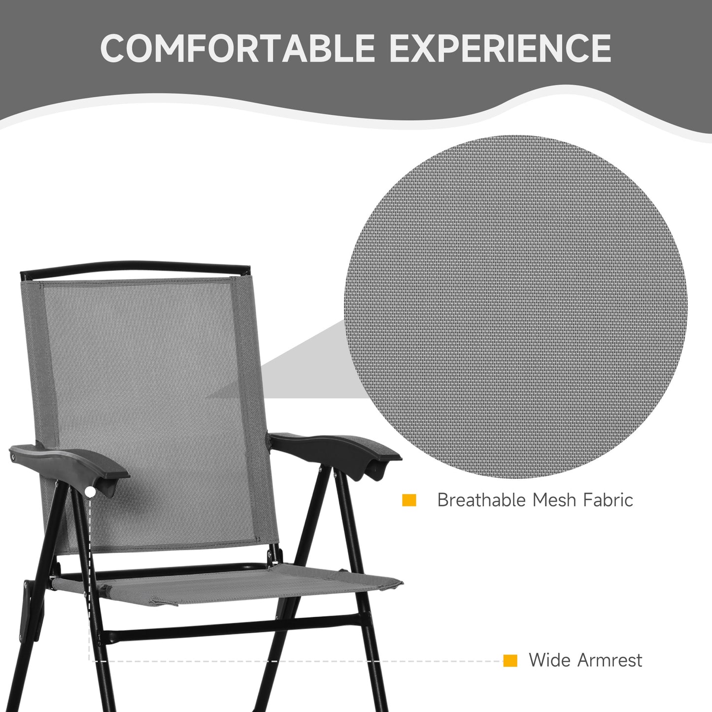 3 Piece Outdoor Bistro Set, Patio Conversation Furniture Set with 2 Folding Backrest Adjustable Armchairs and Glass Top Coffe