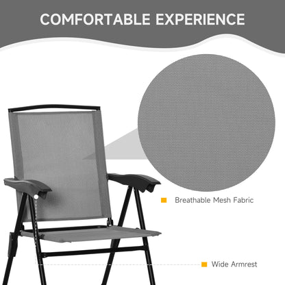 3 Piece Outdoor Bistro Set, Patio Conversation Furniture Set with 2 Folding Backrest Adjustable Armchairs and Glass Top Coffe