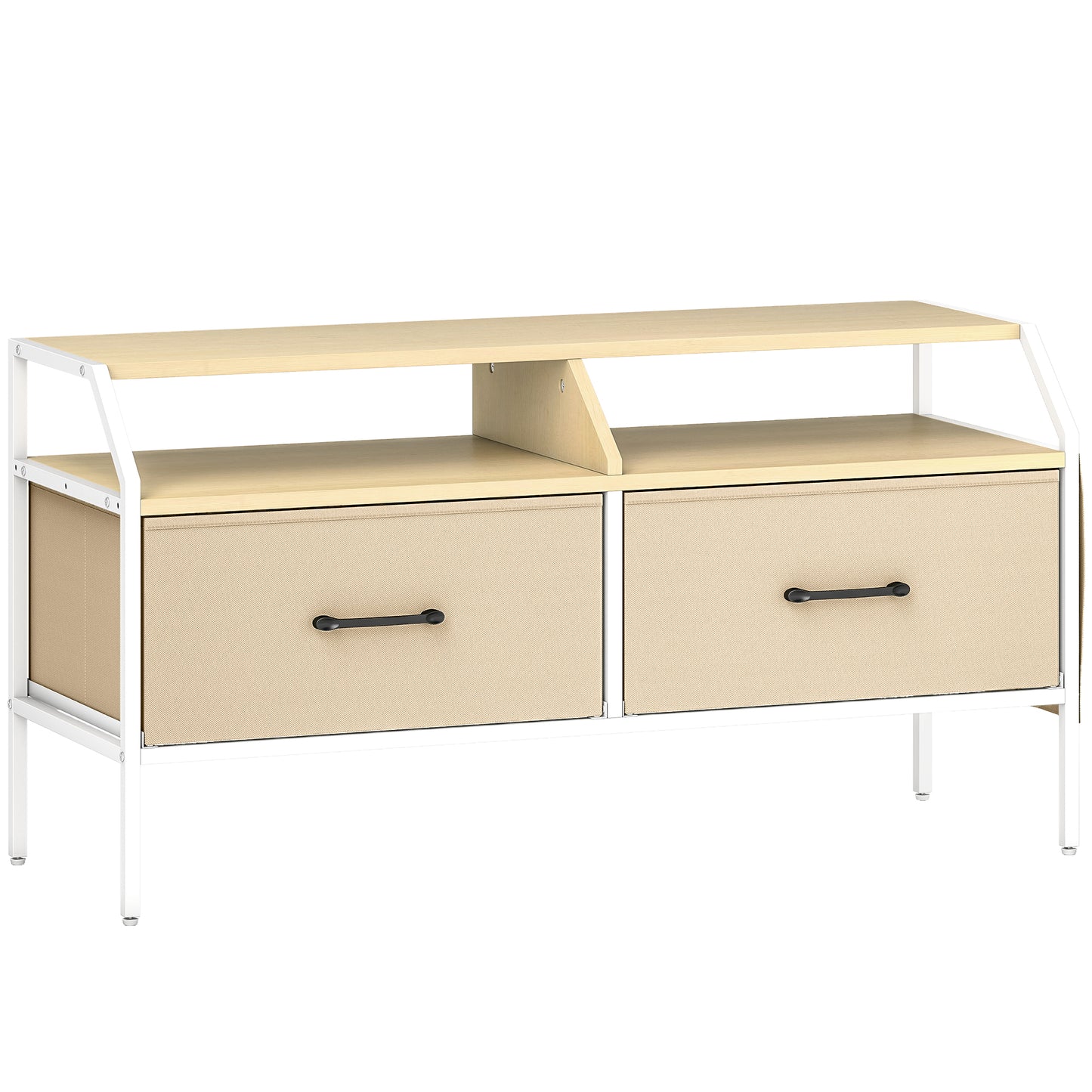 Industrial-Style TV Stand Cabinet - Natural Wood Finish