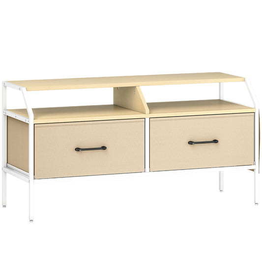 Industrial-Style TV Stand Cabinet - Natural Wood Finish