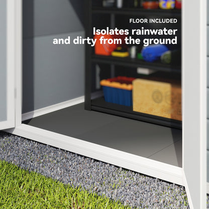 6x4.5ft Garden Storage Shed, Lockable Shed for Small Terraced Gardens with Double Doors, Window, Vent and Plastic Roof