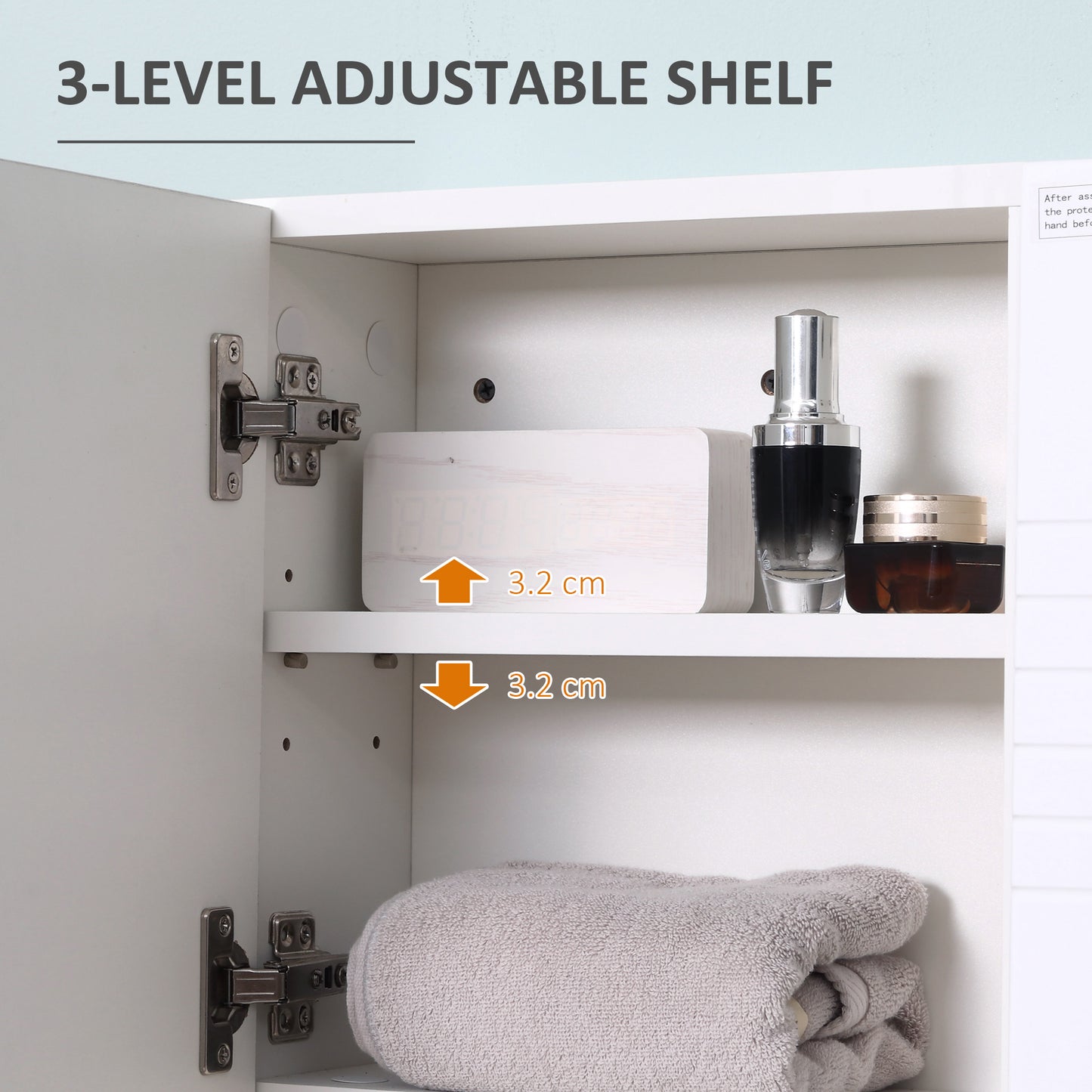 Bathroom Mirror Cabinet Wall-Mounted Storage w/ Double Door Adjustable Shelf - White