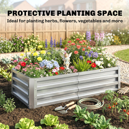 Raised Beds for Garden, Galvanized Outdoor Planters, for Herbs and Vegetables, Use for Patio, Backyard, Balcony, Silver