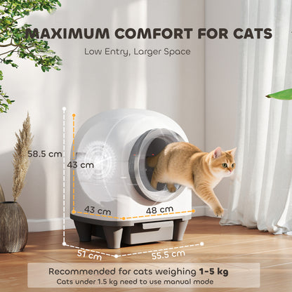 80L Extra Large Self Cleaning Cat Litter Tray with APP Control, Safety Protection, Odor Removal