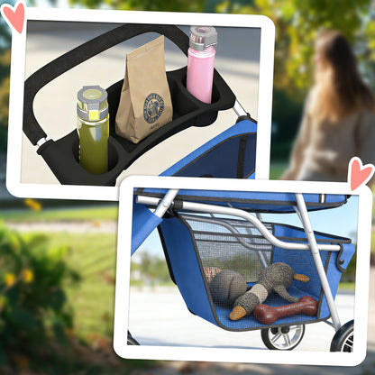 3 Wheel Pet Stroller for Small and Miniature Dogs, Blue