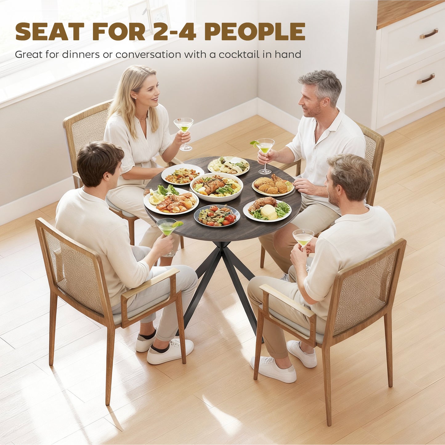 80cm Industrial Round Dining Table - Brown