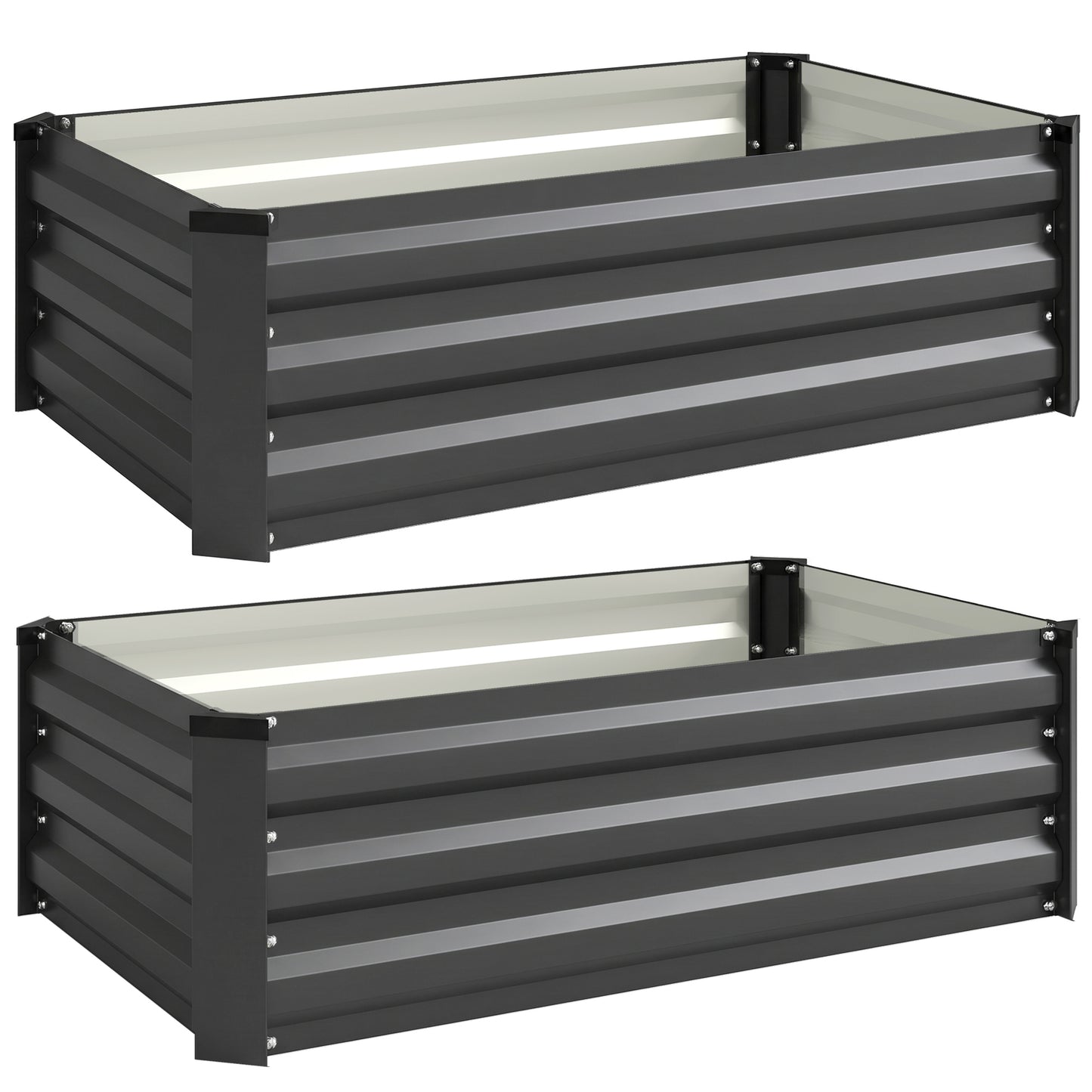 Set of Two 100 x 60cm Steel Planter Boxes - Grey