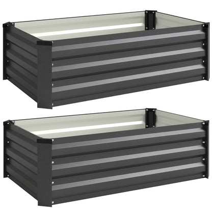 Set of Two 100 x 60cm Steel Planter Boxes - Grey