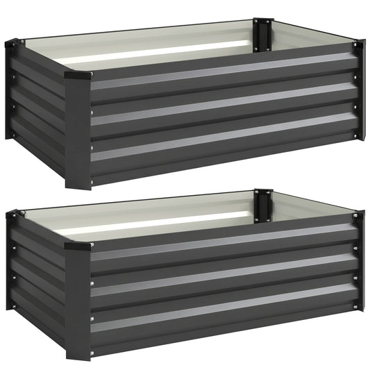 Set of Two 100 x 60cm Steel Planter Boxes - Grey