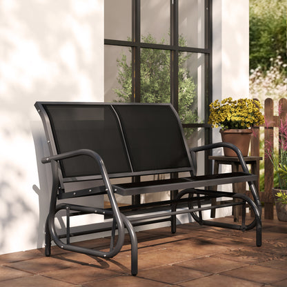 2-Person Outdoor Glider Bench Patio Double Swing Gliding Chair Loveseat w/Power Coated Steel Frame for Garden Patio Porch