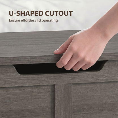 127L Home Storage Box, with Safety Hinges - Dark Grey Wood-Effect