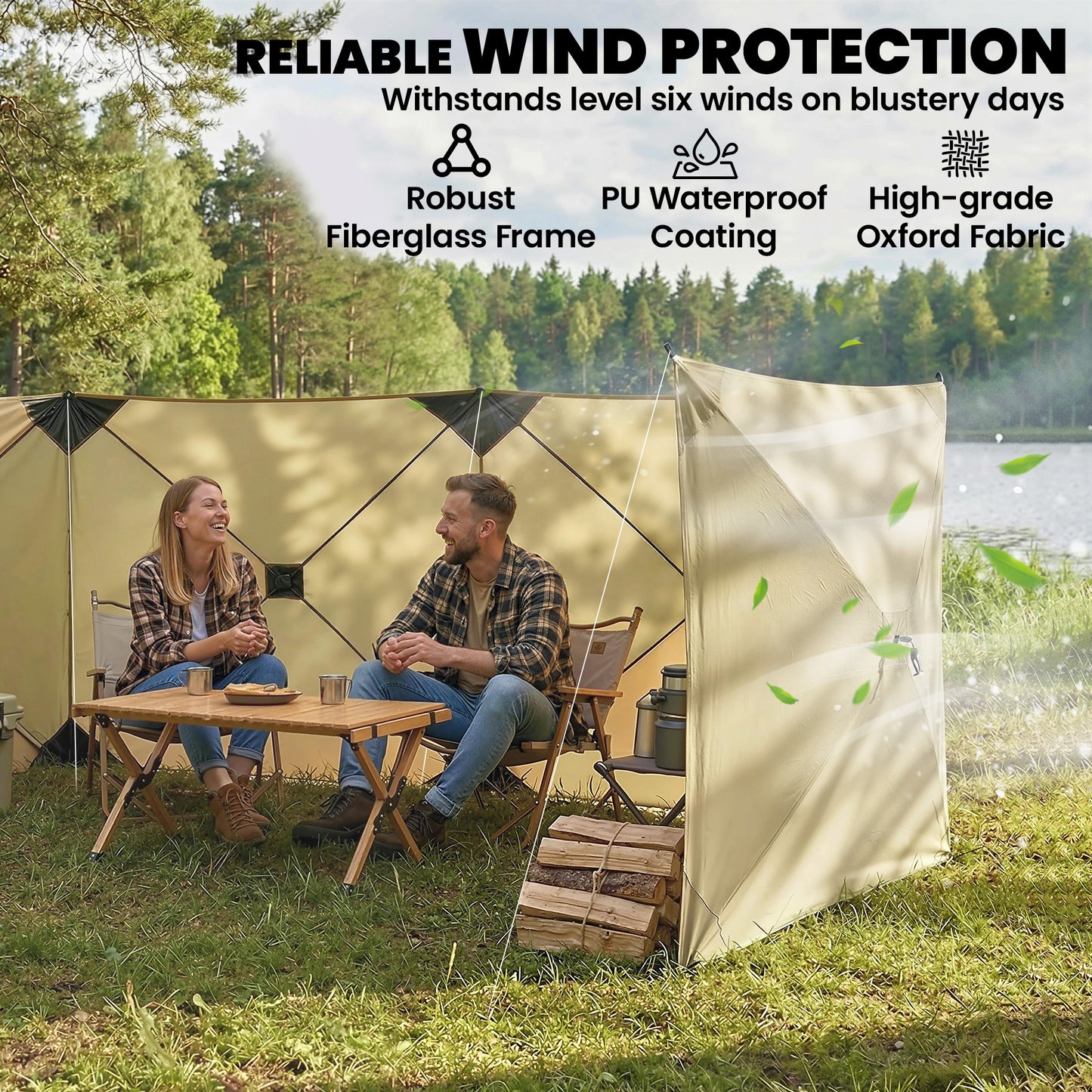 Camping Windbreak Pop Up Windbreaker Blocker with Ropes Pegs for Beach Caravan Outdoor 480 x 120 cm
