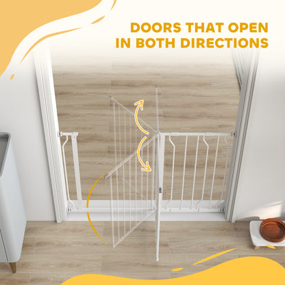 Wide Dog Safety Gate, with Door Pressure, for Doorways, Hallways, Staircases - White