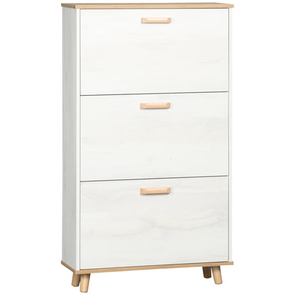Narrow Shoe Cabinet, Slim Shoe Storage Cabinet with 3 Flip Drawers and Adjustable Shelves