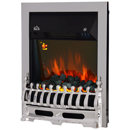 Contemporary Electric Fireplace Coal Burning Flame Effect Inset Fire Place Space Heater Glass View LED Lighting with Remote C
