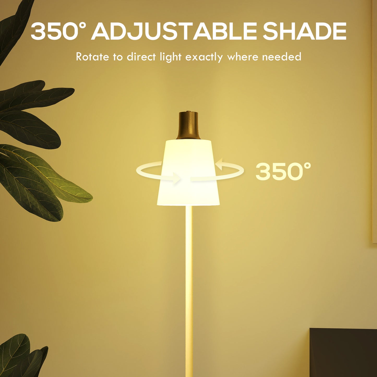 Modern Standing Lamp, Floor Lamp with 350° Rotatable Head for Living Room, White