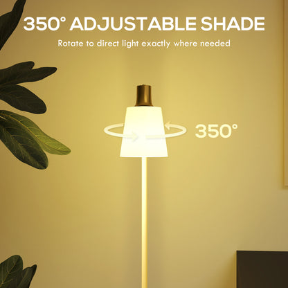 Modern Standing Lamp, Floor Lamp with 350° Rotatable Head for Living Room, White