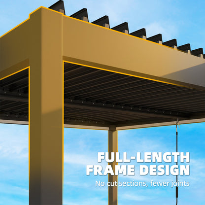 3 x 3 m Louvered Pergola with LED Lights, Metal Louvres, Aluminium Patio Gazebo Pergola, Dark Grey