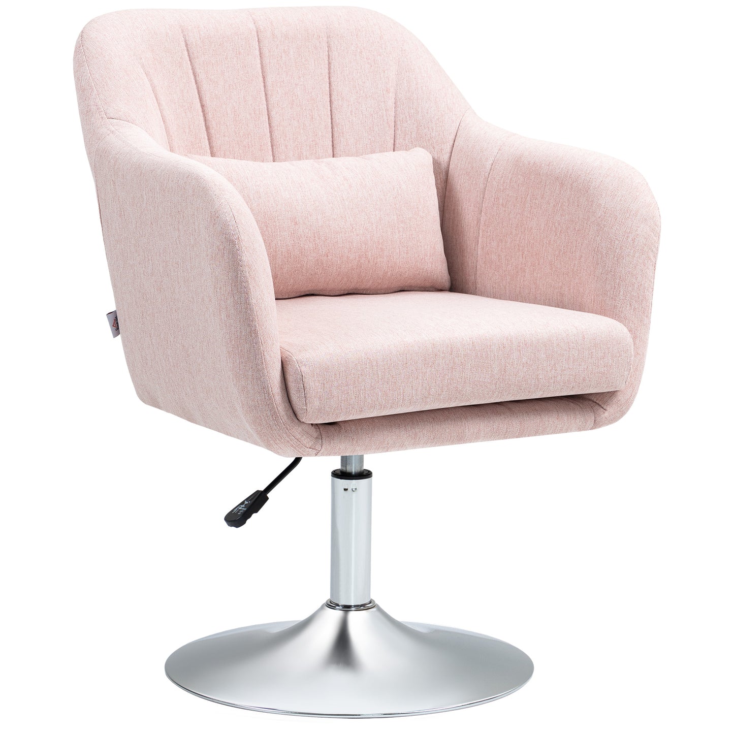 Swivel Accent Chair, Linen Fabric Tub Vanity Chair, Modern Armchair with Adjustable Height and Lumbar Support for Living Room