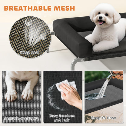 Elevated Dog Bed with Removable Bolsters, Raised Dog Bed for Small Breeds, Portable Indoor & Outdoor Pet Cots, Black