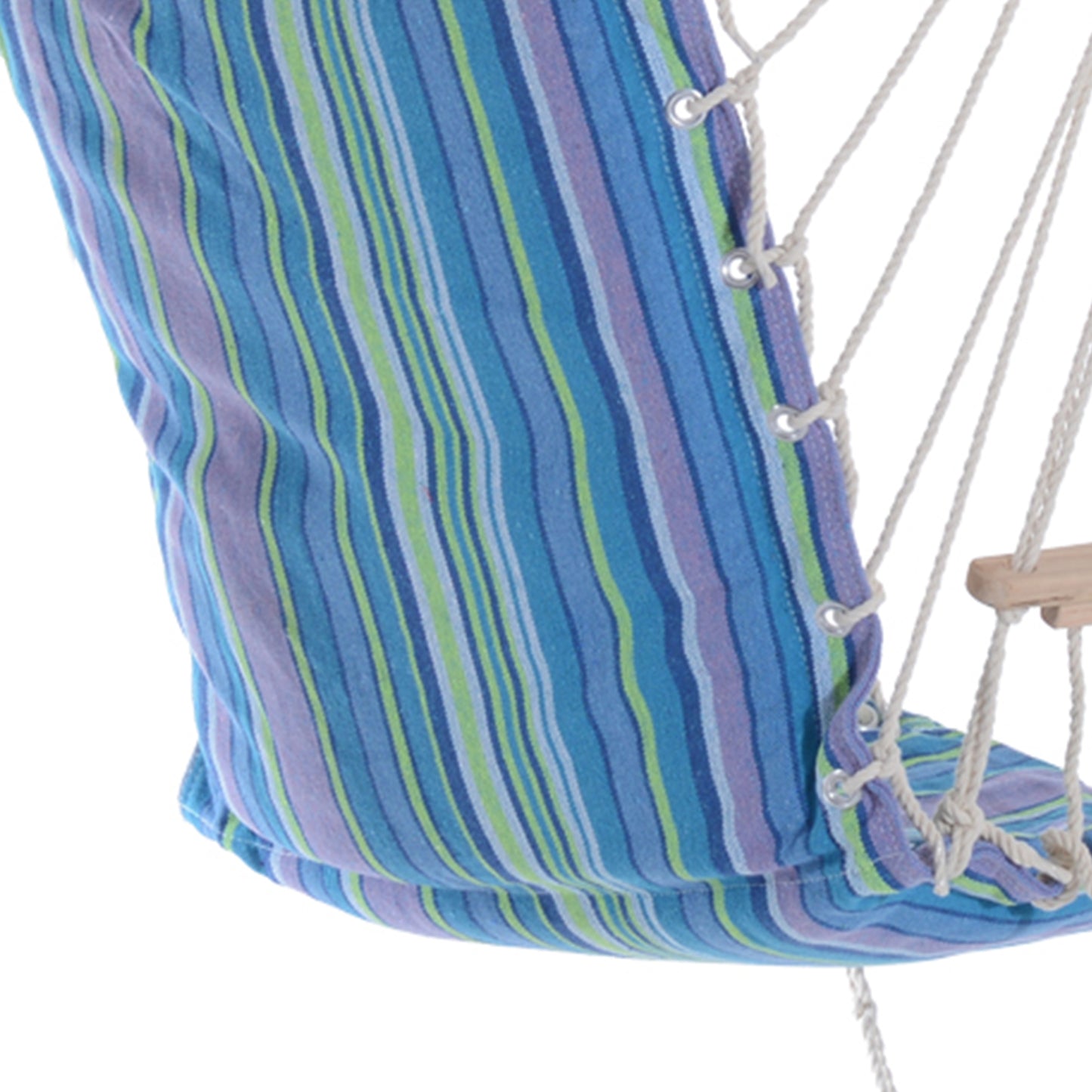 Hanging Rope Chair with Soft Padded Seat & Backrest, Portable Garden Hammoc Chair with Wooden Support Bar, Armrests